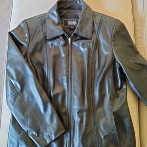 Ladies black leather jacket